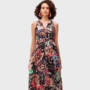 ✨ eShakti Butterfly Print Georgette Ruched Tier Dress (Style CL0090266) ✨